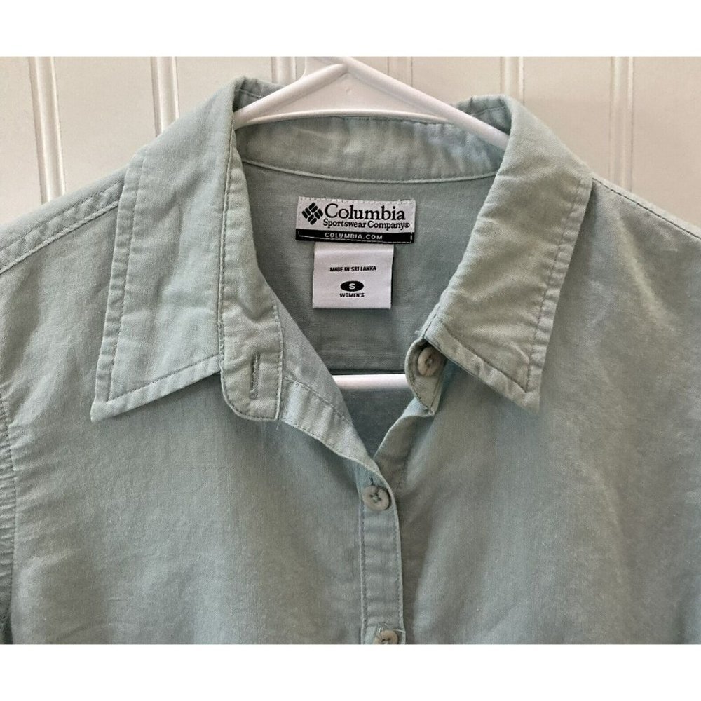 Columbia Sportswear Co. Women’s Cotton Ramie Mint Green Button Down Shirt Size S - Picture 4 of 12